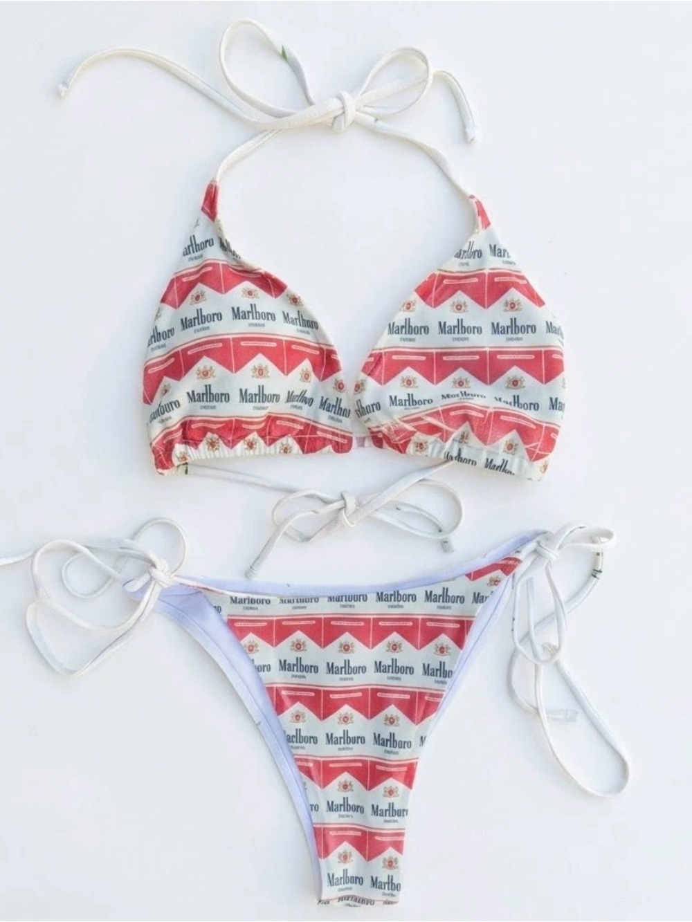 Kids Red and White Logo Triangle Bikini Top and Bottom